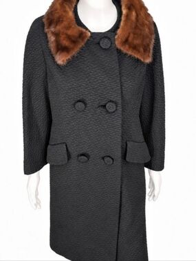 Vintage Custom Black Coat with Genuine Mink Fur Collar – Stylecraft New York🔥🔥